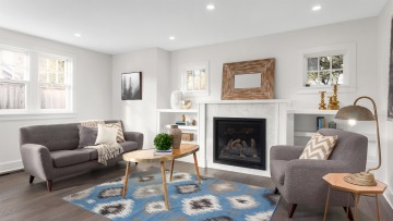 Modern recessed lighting in living room