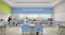 School room with UV-C germ disinfectant lighting