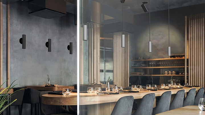 Dinner hall with Calculite precision Cylinders