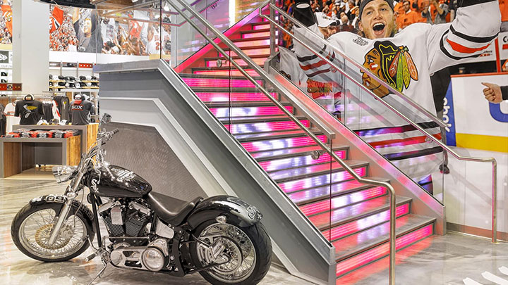 Chicago Sports Depot&rsquo;s stylish staircase makes a statement with dynamic LED lighting