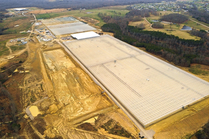 Greenhouse drone view