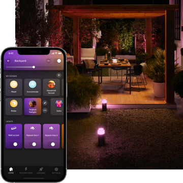aplikace hue pro atmosféru při venkovním grilování