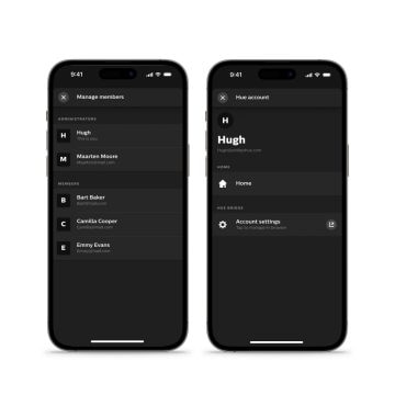 Hue App mit Bildschirm „Mitglieder verwalten“