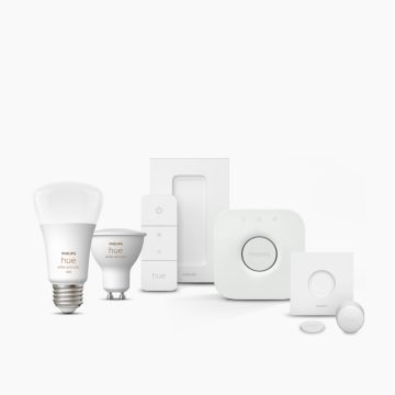 Kollektion von Philips Hue Lampen, Hue Bridge und smartem Spot