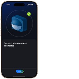 Die Hue App zeigt die Bestätigung, dass der Sensor hinzugefügt wurde