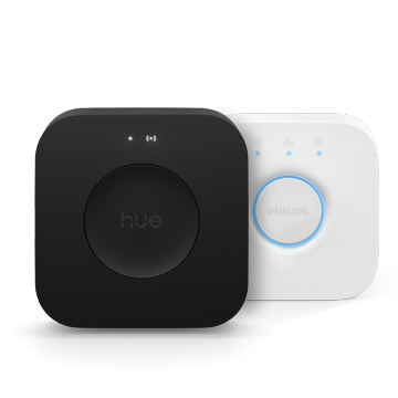 New Hue Bridge Pro and Philips Hue Bridge smart home lighting control systems.
