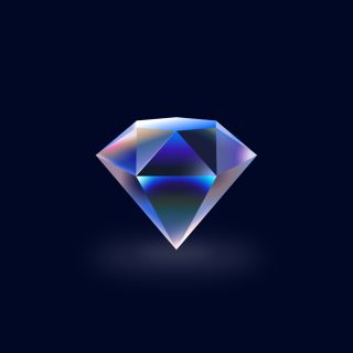 A geometric diamond shape with blue, purple, and pink gradients on a dark background. No text is visible in the image.