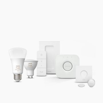 Colección de bombillas Philips Hue, interruptores de luz de hogar inteligente y Hue Bridge