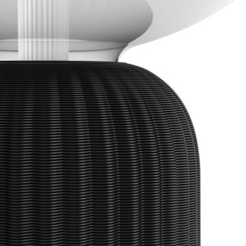 Close-up van 3D-geprinte Lightguide tafellampstandaard.