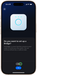 iPhone viser kontrollsenter, iPhone viser Hue-appinnstillinger 